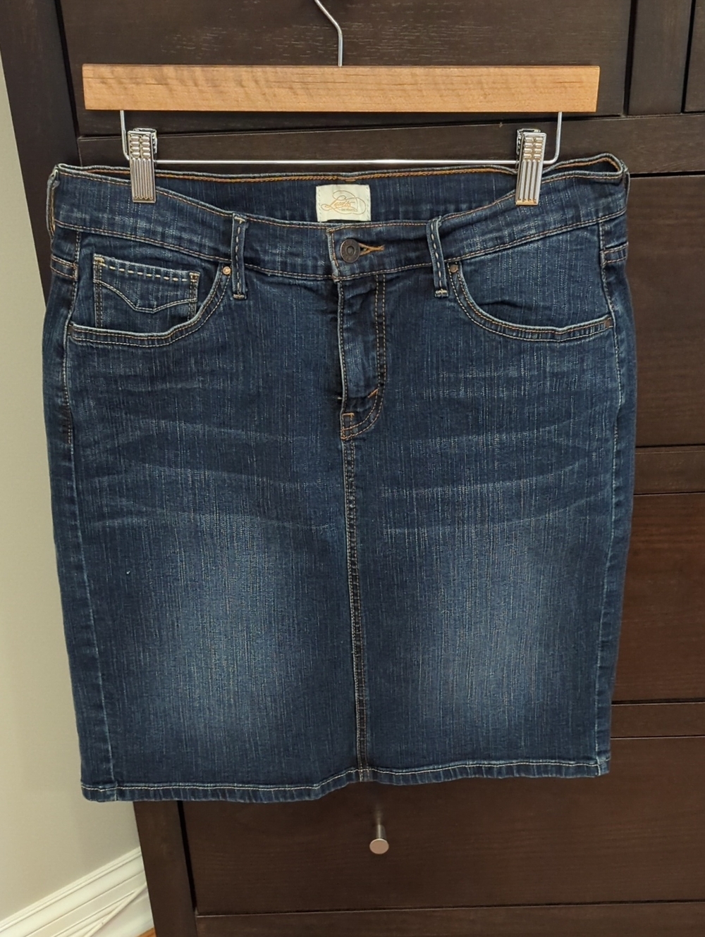 Levi's Indigo Blue Denim Skirt with Orange Stitching
